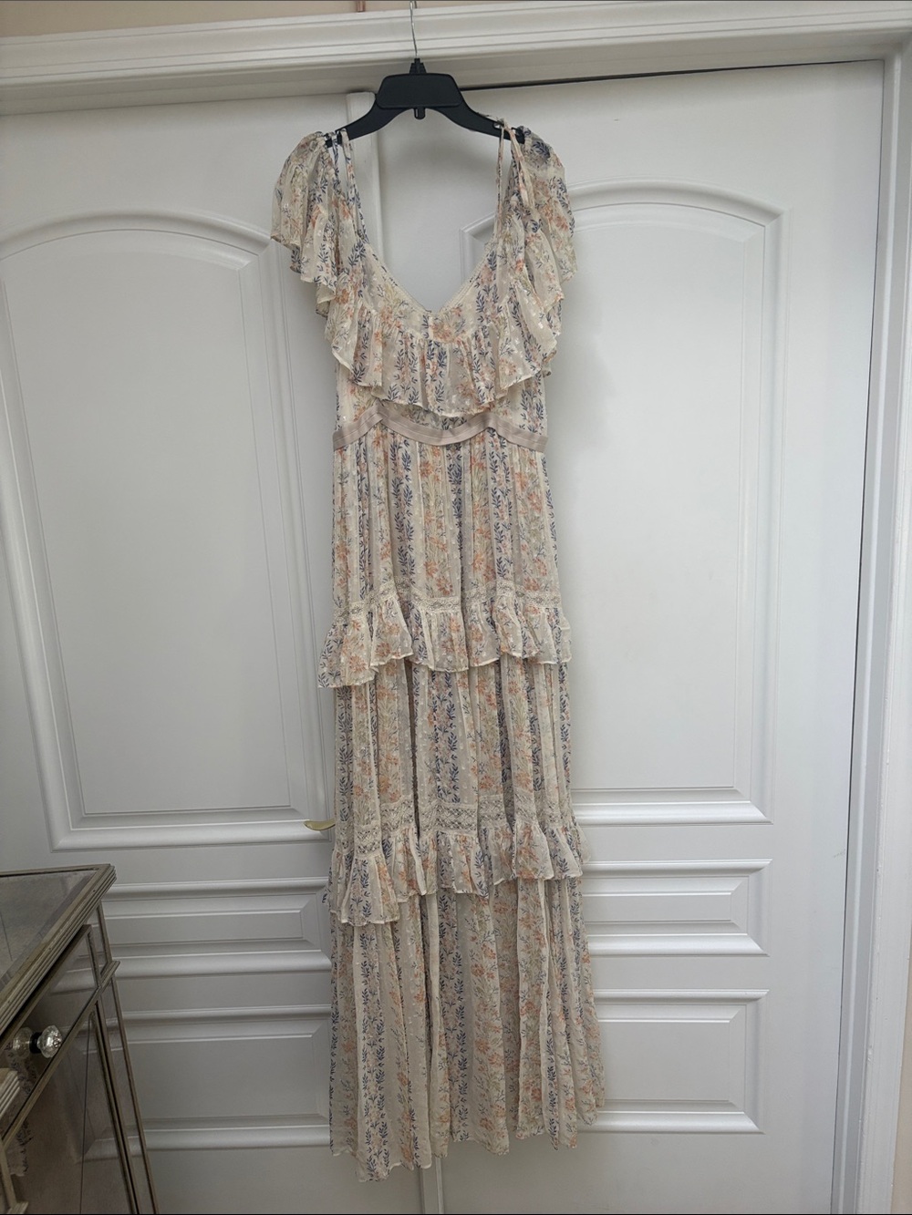Needle & Thread Cream Floral Ruffle Maxi Dress